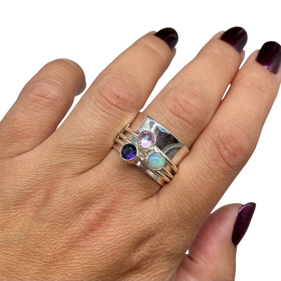 NEW Elegant Silver Stacking Rings Set - Picture 7 of 10